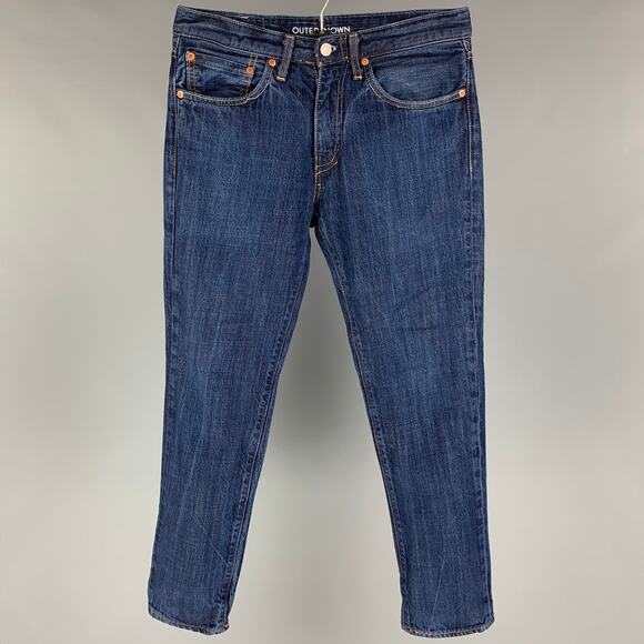 LEVI'S x OUTERKNOWN Size 31 Indigo Contrast Stitch Cotton Lyocell Slim Jeans - Picture 1 of 4